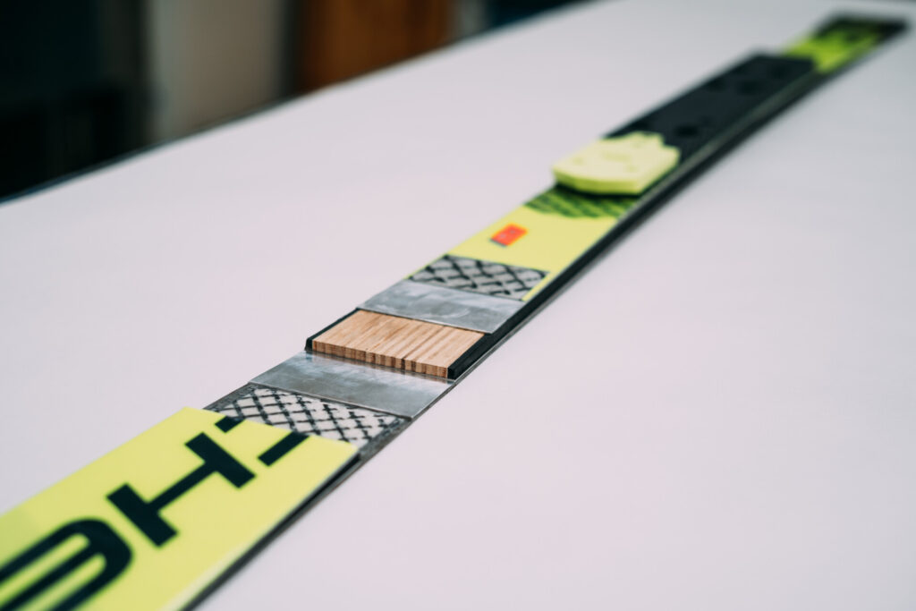 Close-up of a snowboard on a table