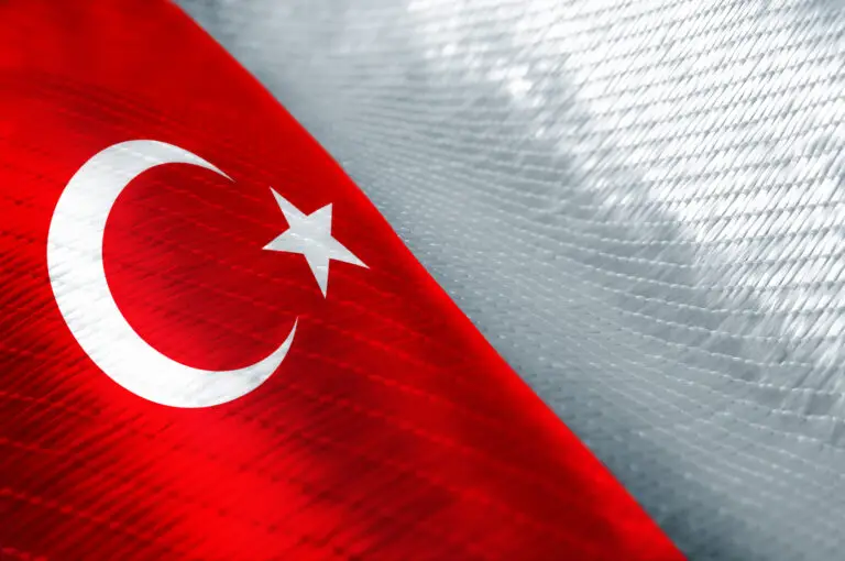 Waving Turkish flag with red and white colors