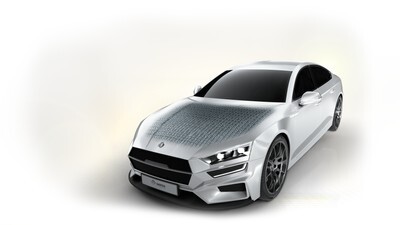 Silbernes Auto mit einzigartigem Design
